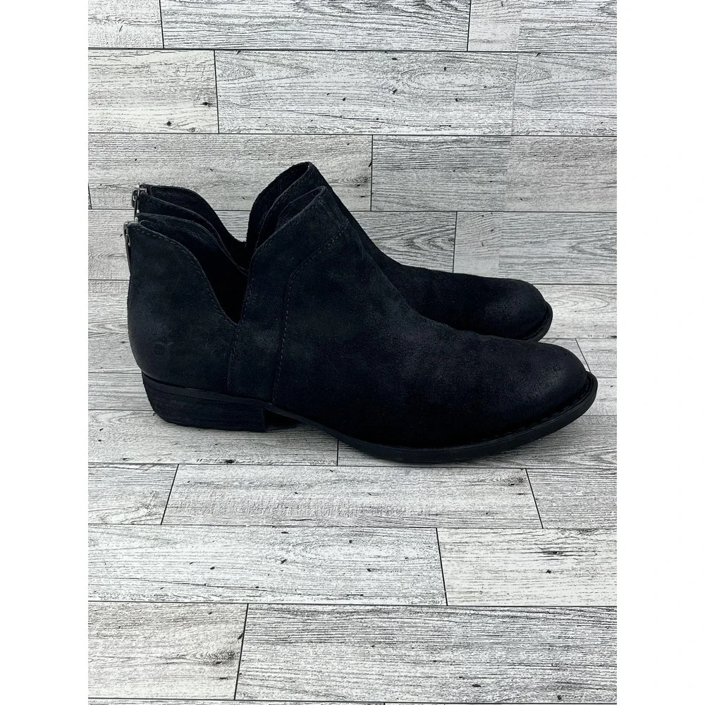 Born Shoes Women Size 9 Black Suede Leather Boots Back‎ Zip Casual CBFD19 F33603